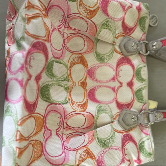 Coach Pink and Green Tote Bag - Picture 2 of 16